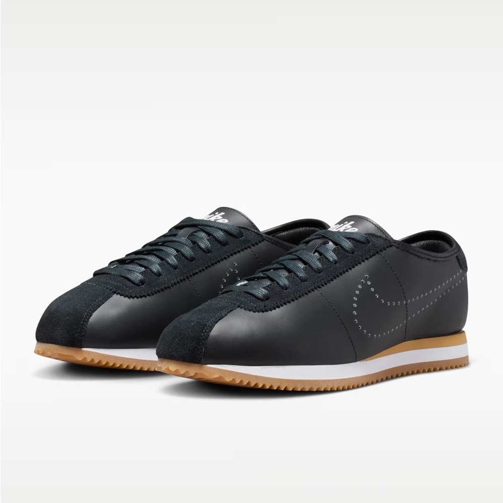 Nike Classic Cortez Leather and Suede Sneakers - Black Perforated